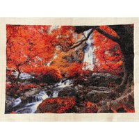 Cross Stitch Motif - Red Falls (hand Stitched By Volunteer)