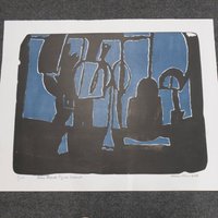 Stephen Cohn Blue And Black Abstract Signed Limited Edition Print