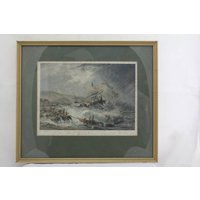 Tinted Etching Of St Michael's Mount Based On Jmw Turner