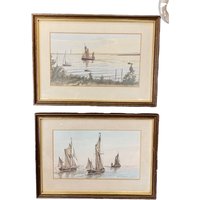 Set Of 2 Nautical Ted Selwood Lithoprints Hand Coloured