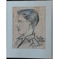 Original Charcoal Drawing Of A Young Man Dated 1961, Opatjia