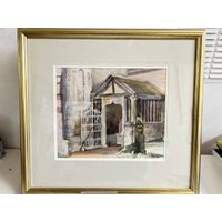Original Watercolour Of Colwall Church Porch.