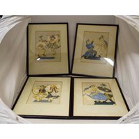 Quartet Of Framed Paintings Of Traditional Polish Costume 1937