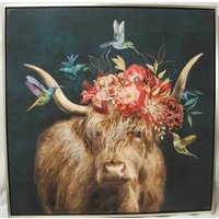 Art Source Floral Horns Embellished Canvas Art