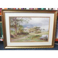 Reproduction "old English Cottages" By Benjamin Williams Leader