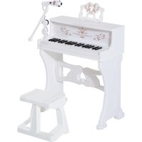 HOMCOM 37 Keys Kids Piano Mini Electronic Keyboard Light Kids Musical Instrument Educational Game Children Grand Piano Toy Set w/Stool & Microphone